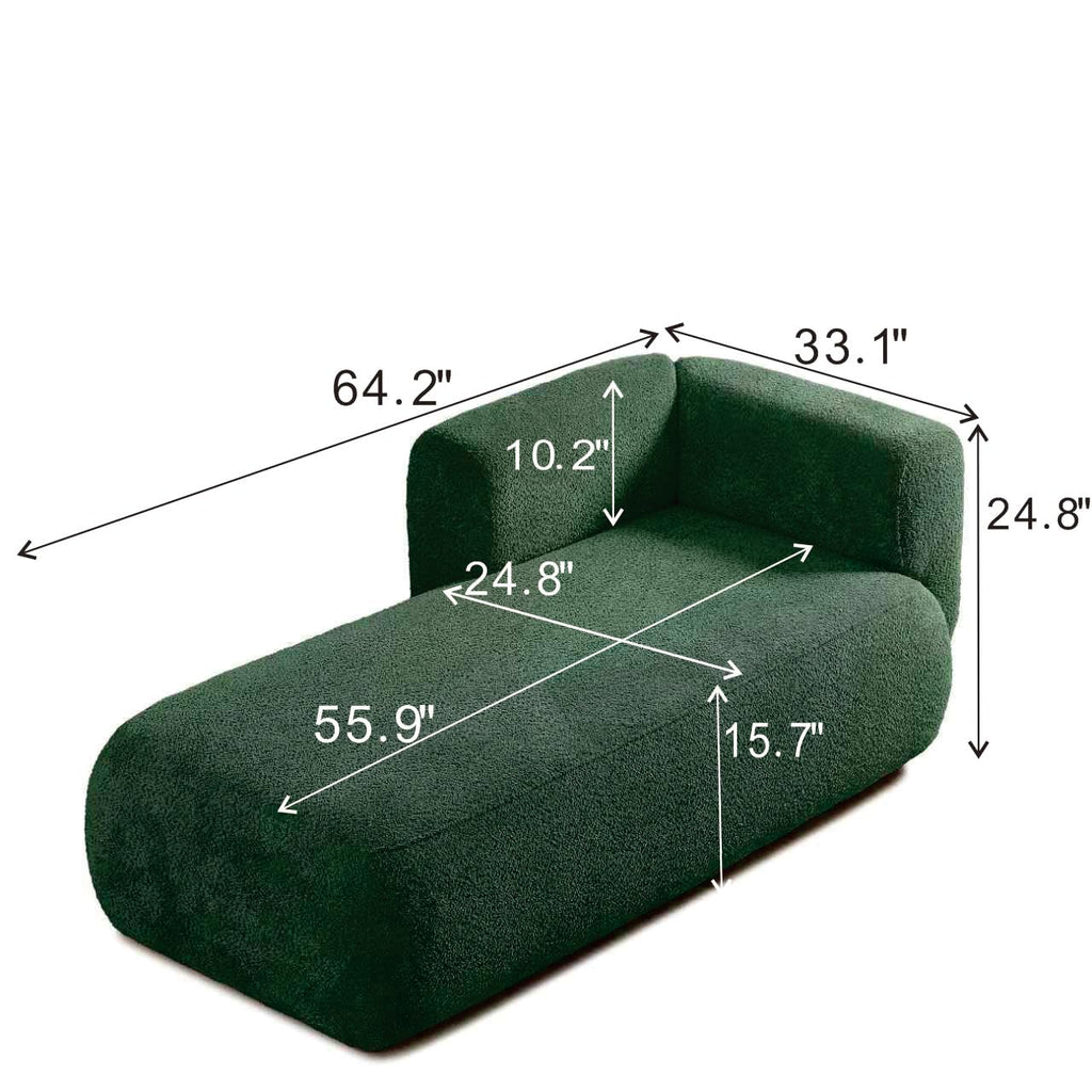 ERYE Boucle Upholstered Left Facing Chaise Lounge Indoor for Living Room Bedroom,Comfy Single Chaise Lounge Modern Leisure Recliner Sleeper Sofa Daybed, Easy Assemble