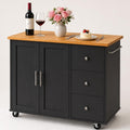 JY QAQA 40" Kitchen Island Cart Furniture cart on Wheels Rolling Portable Dining Room Serving Utility Carts Mobile Movable with Drawers Cabinet,Black