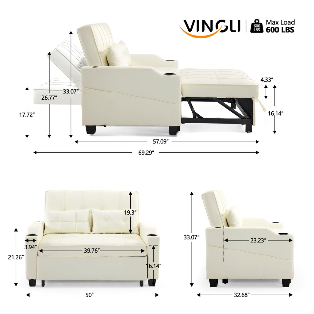 VINGLI Convertible Sleeper Chair Bed, Pull Out Sofa Couch for Living Room