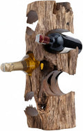 Solid Natural Vitex Pubescens Vahl Wood Wine Rack with Anti-Slip Pads â Rustic Single-Piece Freestanding Countertop Wine Holder â Securely Holds 5 Bottles Without Sliding â 20" x 9" x 7"