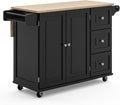 Homestyles Dolly Madison Black Mobile Kitchen Island Cart with Wood Drop Leaf Breakfast Bar