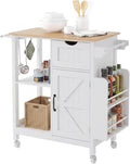 33" Rolling Kitchen Island Cart with Storage, Kitchen Island on Wheels