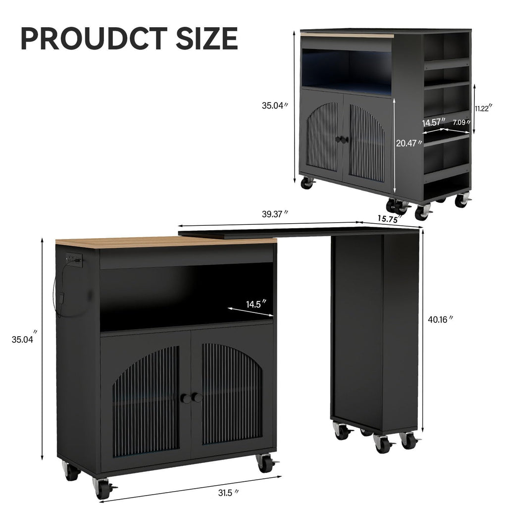 41'' Kitchen Island with Storage - Versatile Storage Cart & Rolling Island Table on Wheels for Dining Room, Kitchen Use (Blue)