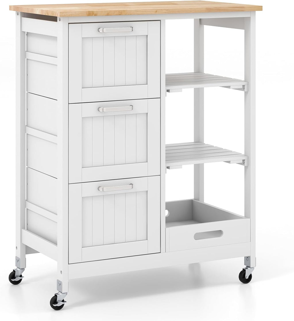 COSTWAY Kitchen Storage Island Cart on Wheels, Kitchen Rolling Trolley Cart