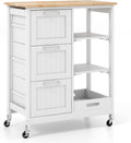 COSTWAY Kitchen Storage Island Cart on Wheels, Kitchen Rolling Trolley Cart