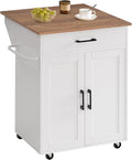 MAHANCRIS Kitchen Island on Wheels with Drop Leaf, Folding Countertop Kitchen Island Cart, Kitchen Island Table with Towel Rack, Drawer, for Kitchen, Dining Room, White and Walnut KIBZ12501