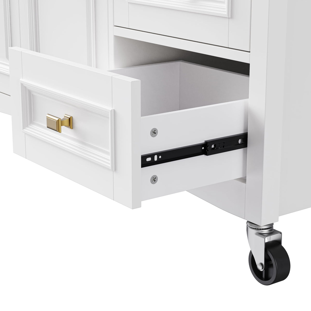 Merax 54" Large Kitchen Cart Island on Wheels with Drop Leaf,Adjustable Shelves,3 Drawers,Embossed Texture Design for Dining Room