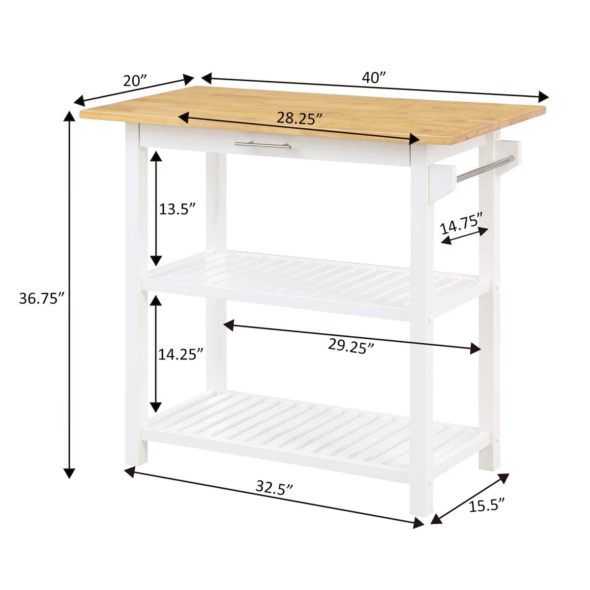 Convenience Concepts Designs2Go Butcher Block Kitchen Island, Sage, 40"