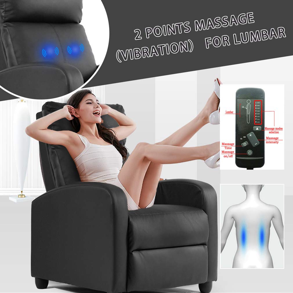 BestMassage Recliner Chair No Massage Function | Leather Black