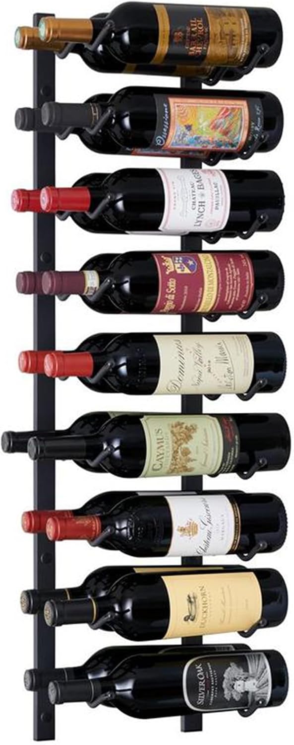 Wine Enthusiast N'FINITY 18 Bottle Wall Mounted Metal Wine Rack â Label Forward Wine Rack with Easy Installation - 3' Tall, 2 Column Deep (Black)