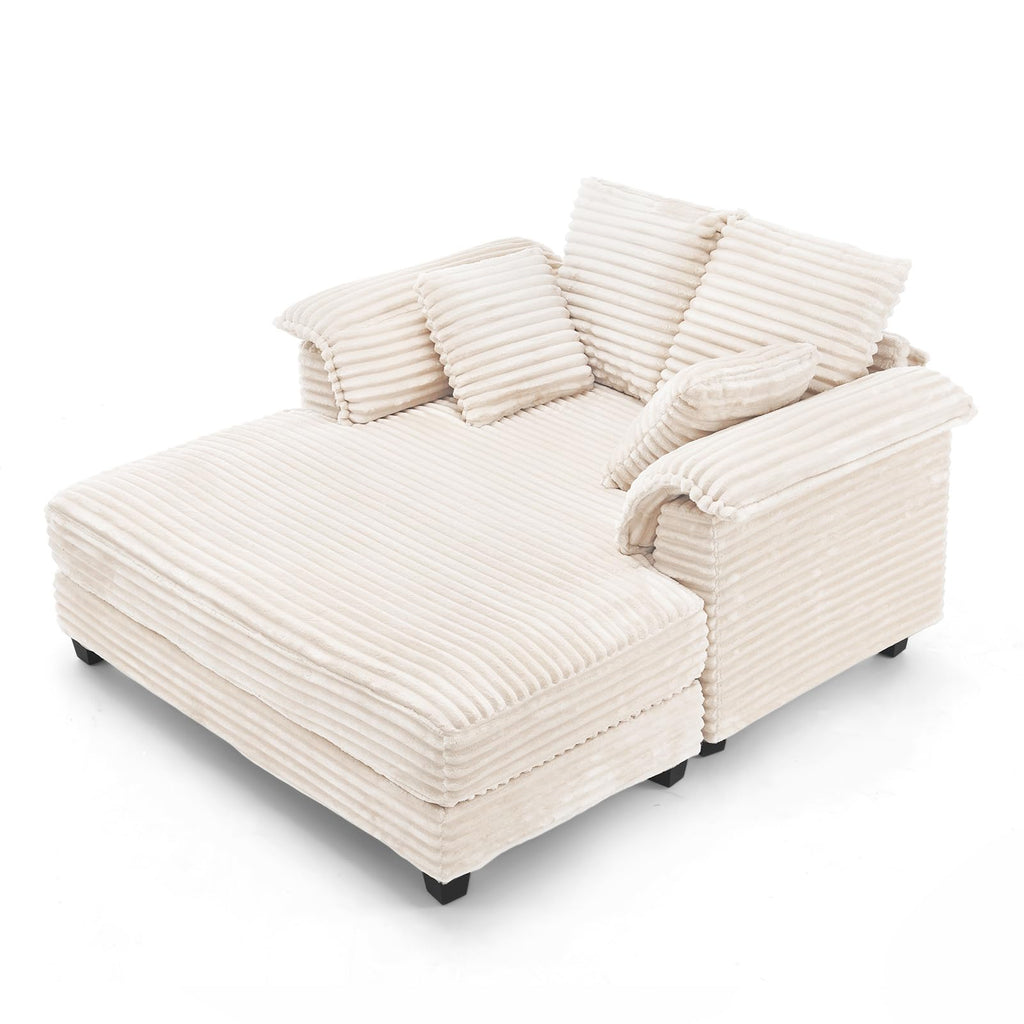 VINGLI 56" Wide Oversized Chaise Lounge Chair with Plush Padded Armrests