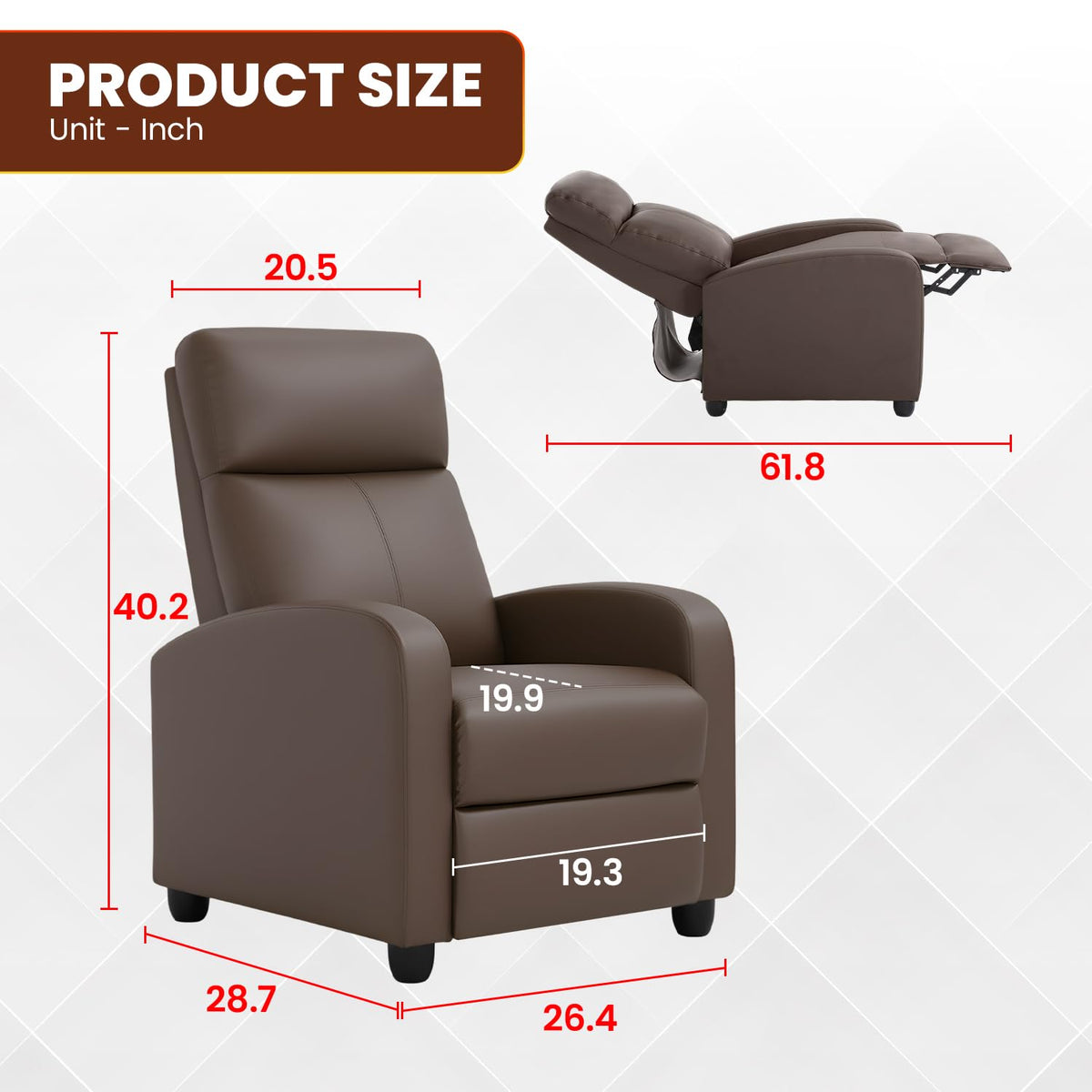 BestMassage Recliner Chair No Massage Function | Leather Black