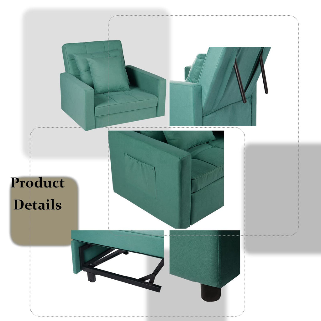Polar Aurora Sofa Bed Chair 3-in-1 Convertible Chair Bed, Lounger Sleeper Chair, Single Recliner for Small Space with Adjustable Backrest (Light Grey)