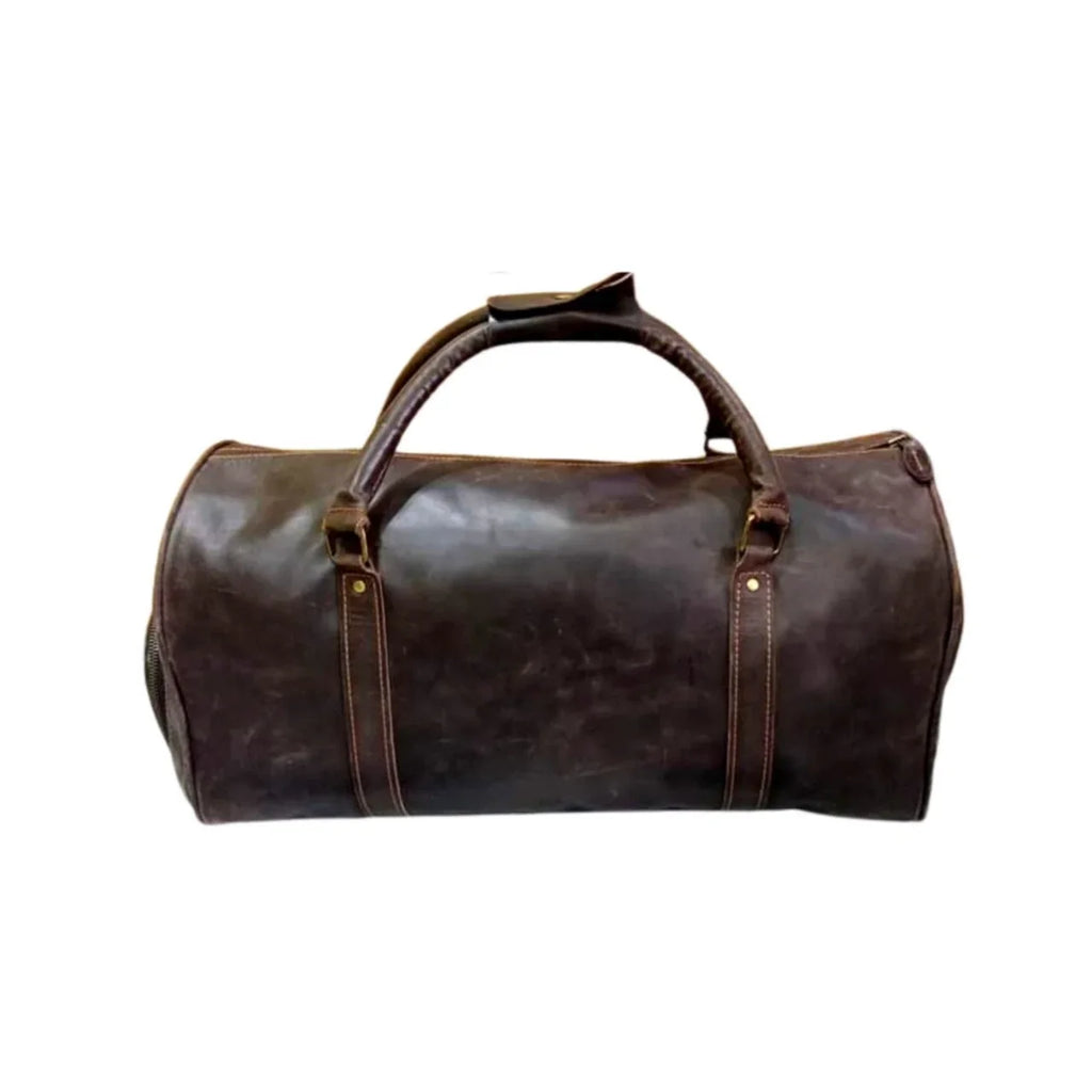 Luggage Cow Bag Dark Brown & Leather Bag Travel Duffle Leather Gym AMERICANSTYLE