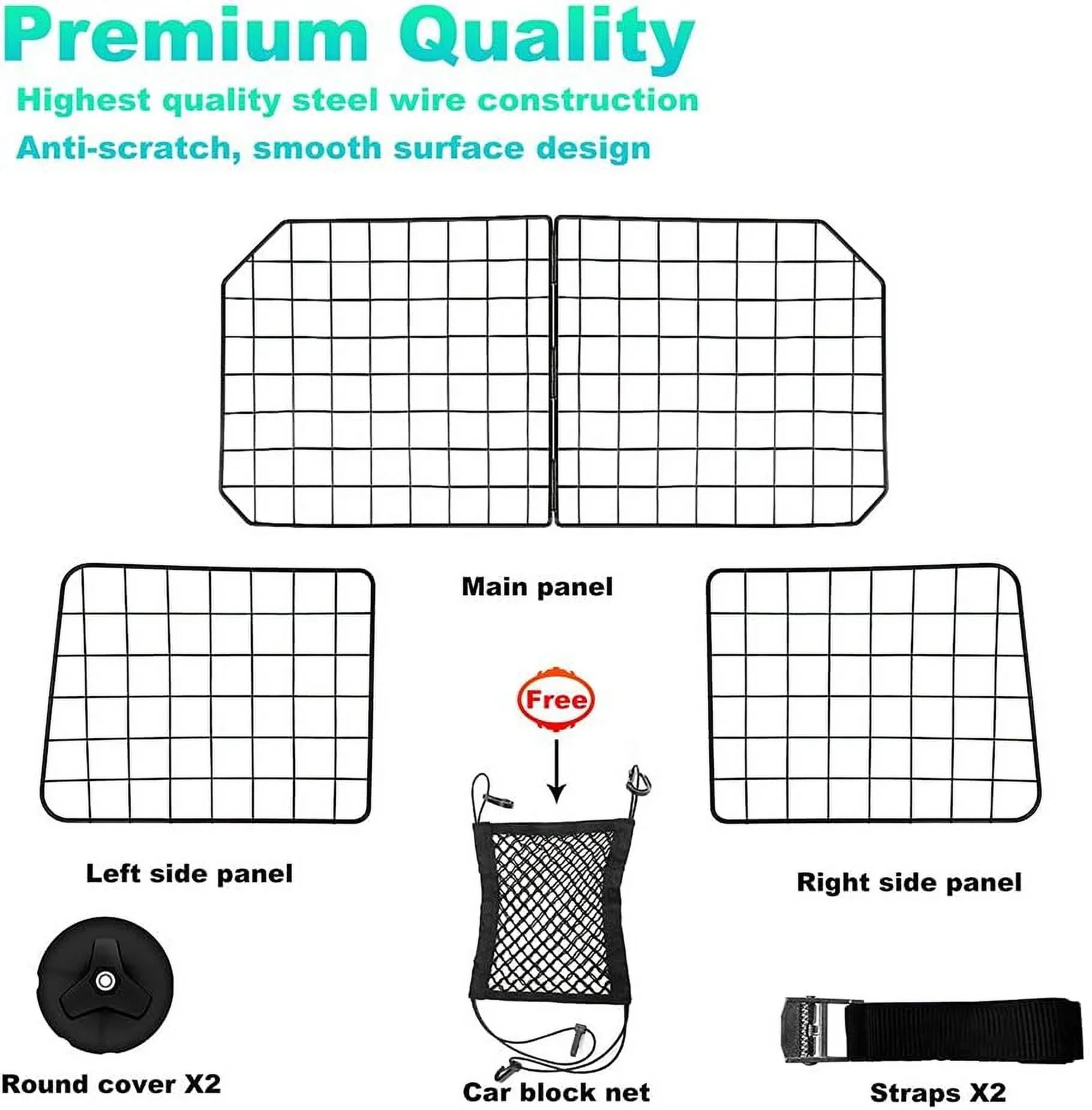 Dividers Wire Front Seat Pet Barrier Adjustable Cars in Barriers—Heavy Travel Vehicles, Cars Mesh Car with Black—Safety SUV, for Fence Duty Dog
