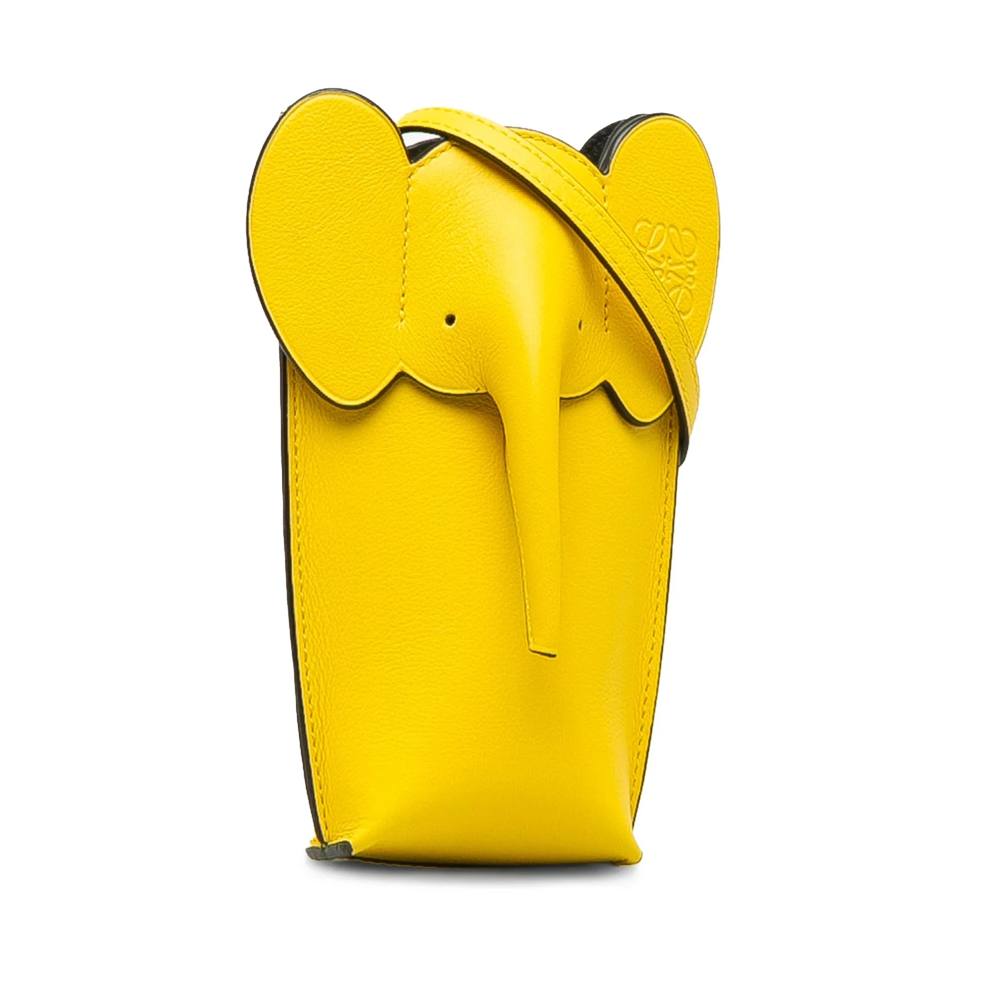 Unisex (Good) Bag Authenticated LOEWE Elephant Calf Crossbody Pre-Owned Leather Yellow Pocket