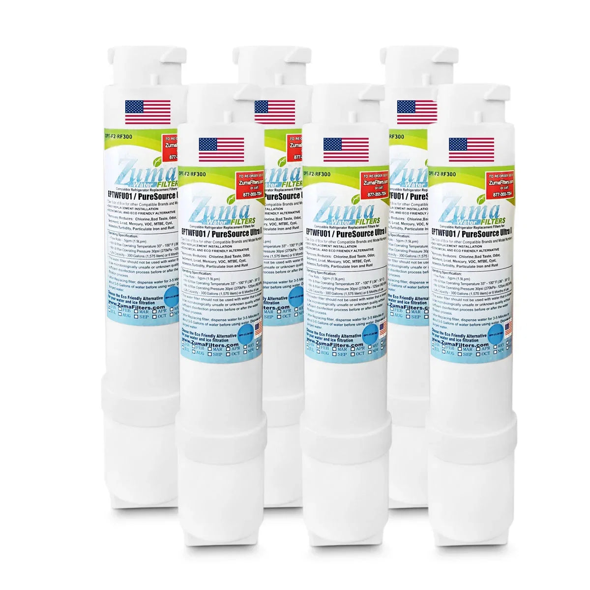 , with - Ice Made in - Filter Brand Pack U.S.A. Compatible ZUMA Water 6 and , FPBS2777RF9