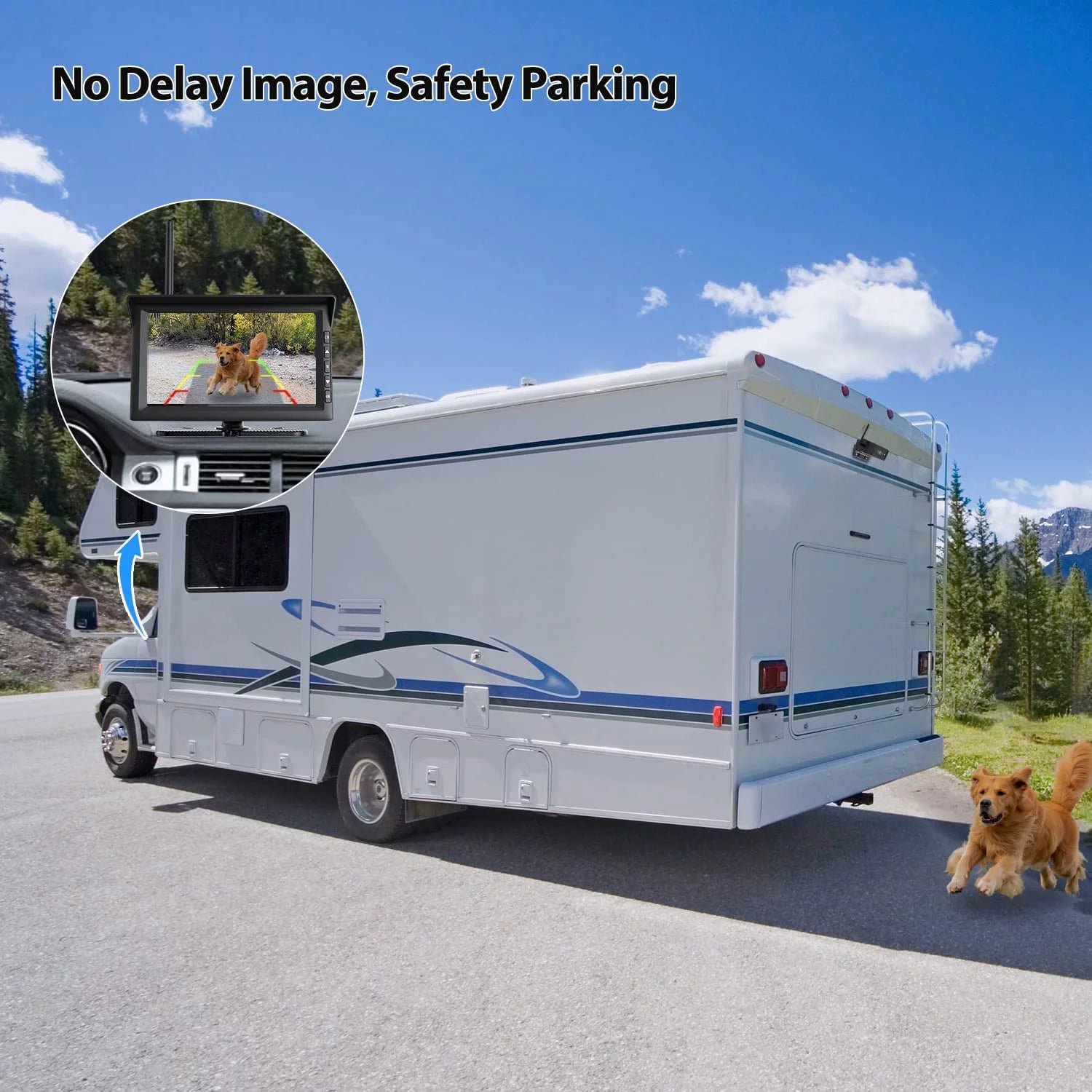 Reverse Trailer Cameras RV Camera IR Night Wireless Auto-Vox Camera Van Solar4 Support Backup Truck Vision HD 7" 2 Monitor Solar for Kit