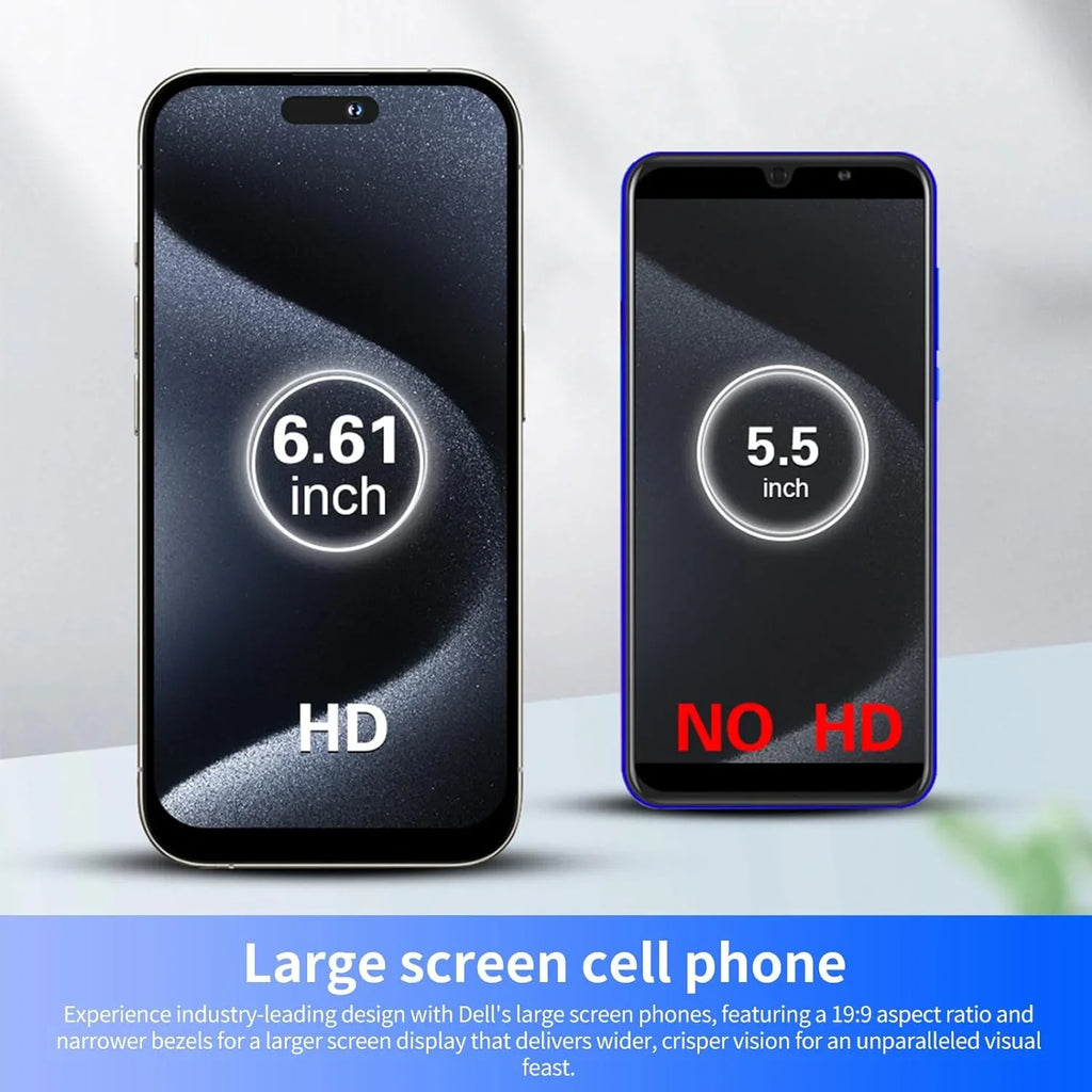 Large-Capacity Phones Phone Battery Unlocked Pro Large Screen C15 High-Definition AI Phone 6.61in Dual-SIM Max Android Smartphone 3000mAh (Black,3+32G) Support Cell Smartphones