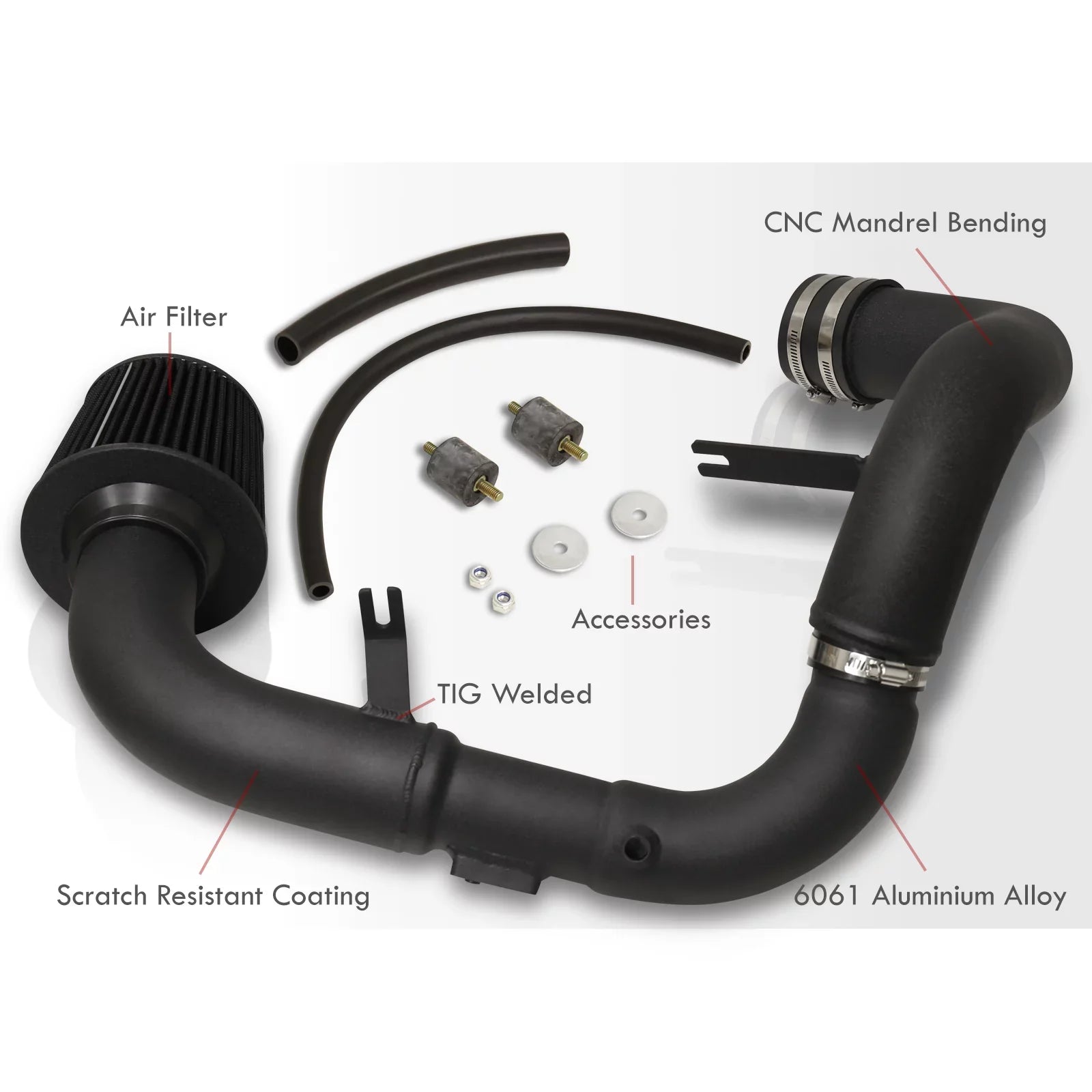 Intake Distributors JDM Pipe LX 2006 2009 06 2007 AJP 2008 CAI Cold For DX System 08 Aluminum 1.8L + Black EX Air 07 Piping 11 Civic Induction Filter Honda 2010 09 L4 Compatible/Replacement 2011 10
