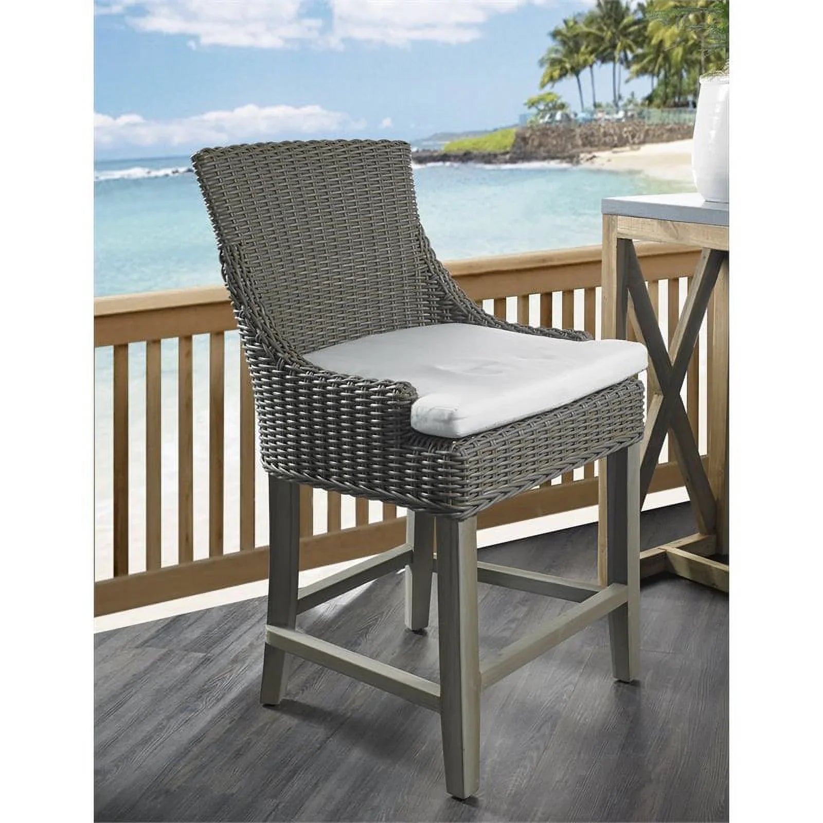 Padma's in Plantation Wicker Counterstool Kubu Alfresco Gray Patio