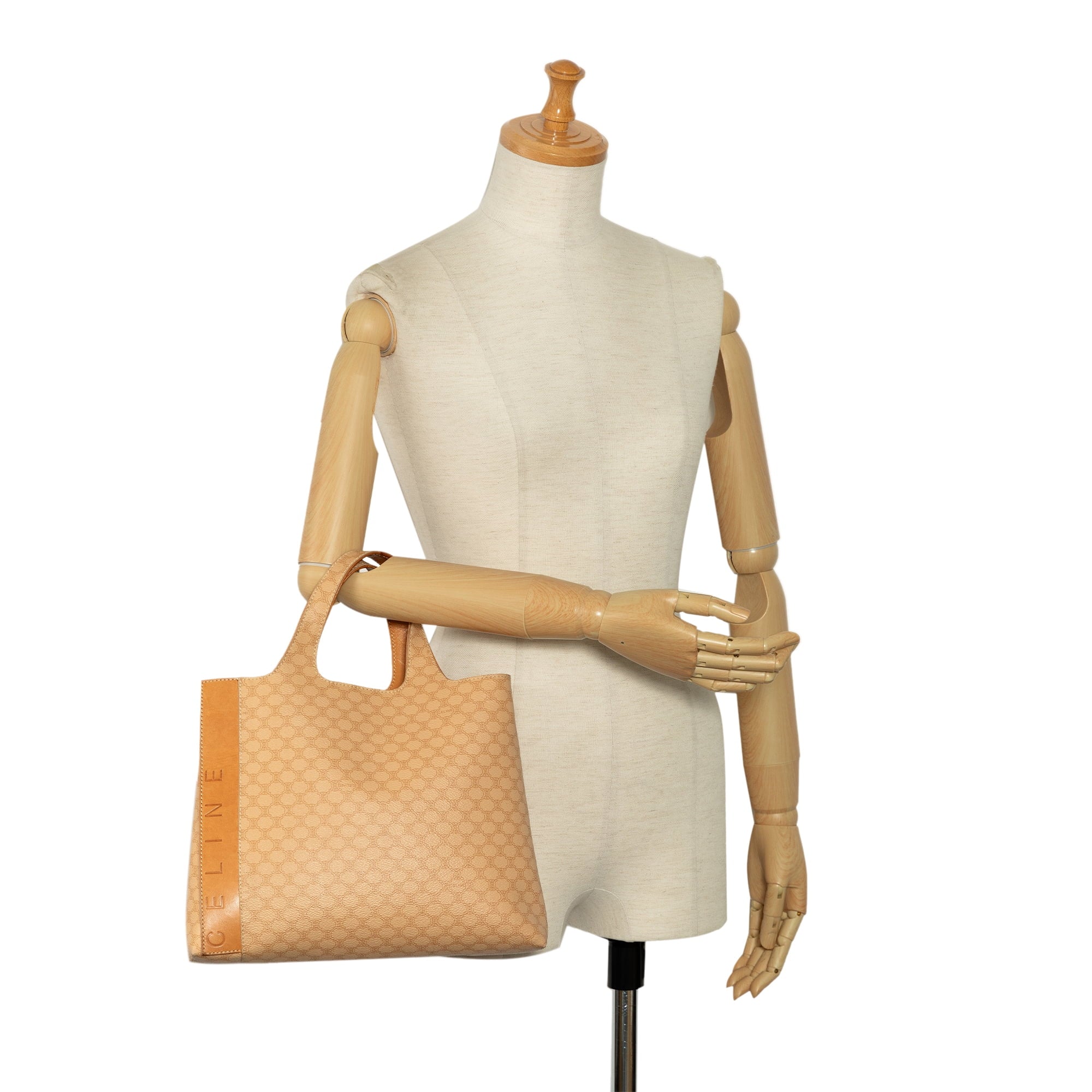 Bag Macadam Canvas Unisex Fabric Celine Coated Brown Tote (Good) Pre-Owned Authenticated