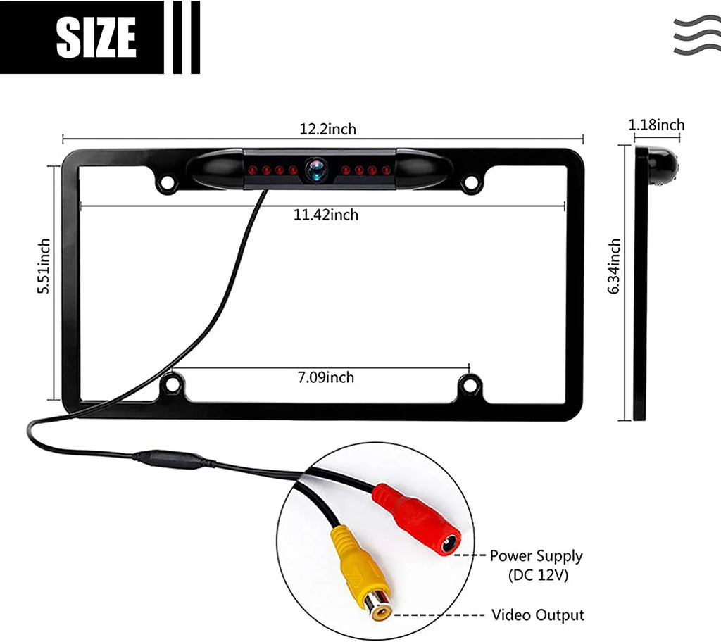 Rear License Night Rear Backup Backup 8 Plate View s Vision Camera with Angle, 170° Viewing Camera, Waterproof