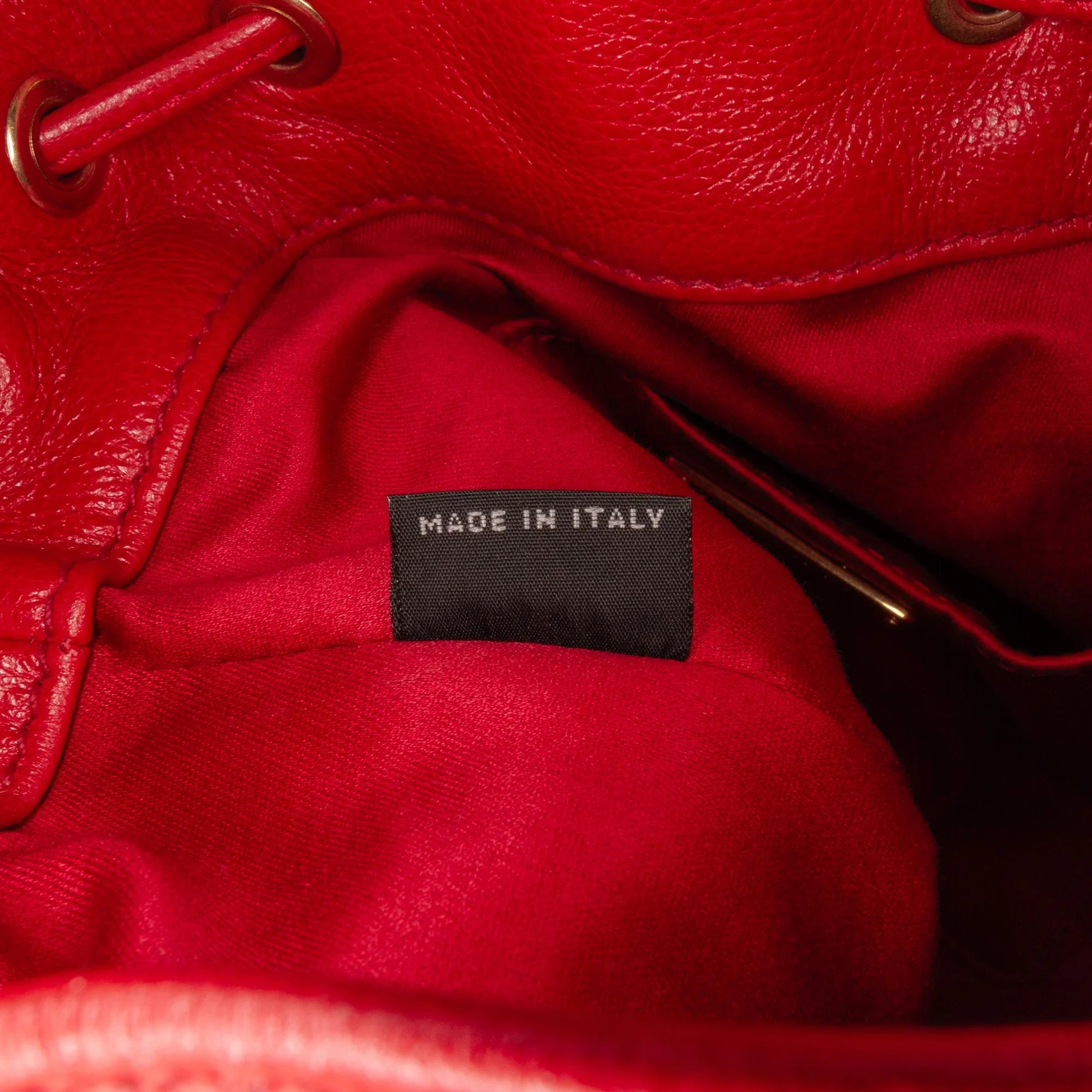 Bag Unisex Tassel Miu Authenticated Miu Bucket (Good) Leather DrawstringBag Red Pre-Owned Accent Calf
