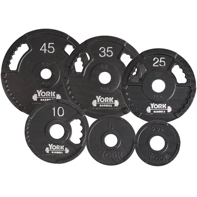 York G2 5 Plate, Cast Line Thin Olympic Dual Barbell lbs Black - 7421 Iron Grip