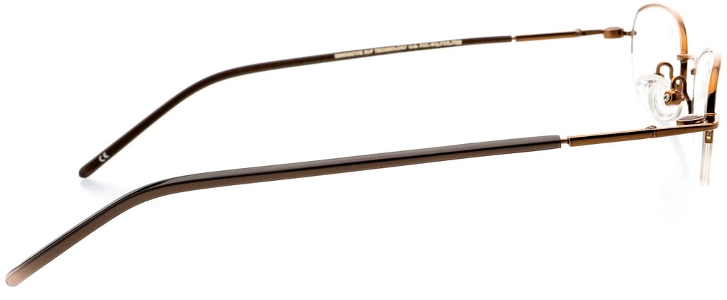 Cocoa Oval Frame Eyeglasses - Prescription Optical Eyewear Shape, RX, Metal Half - Rim