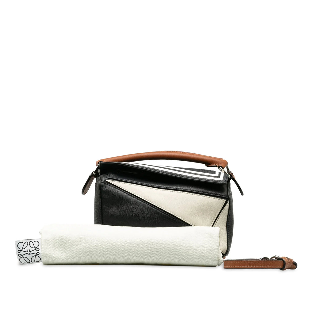 Satchel Puzzle Black Sailor Authenticated Unisex LOEWE Mini Pre-Owned Calf (Good) Leather