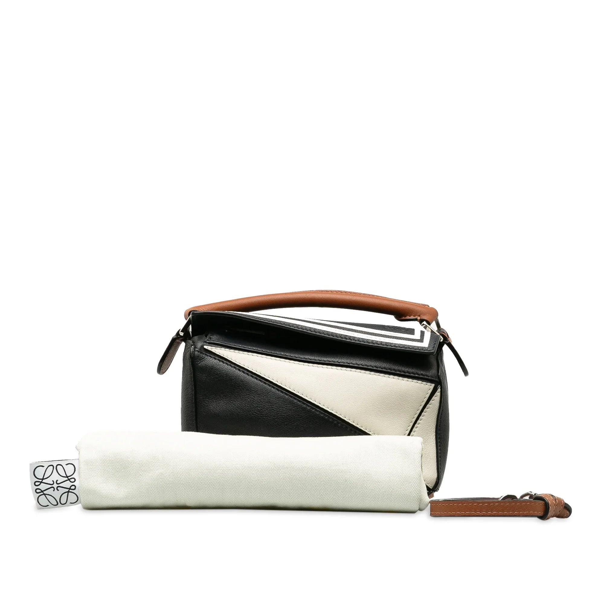 Satchel Puzzle Black Sailor Authenticated Unisex LOEWE Mini Pre-Owned Calf (Good) Leather
