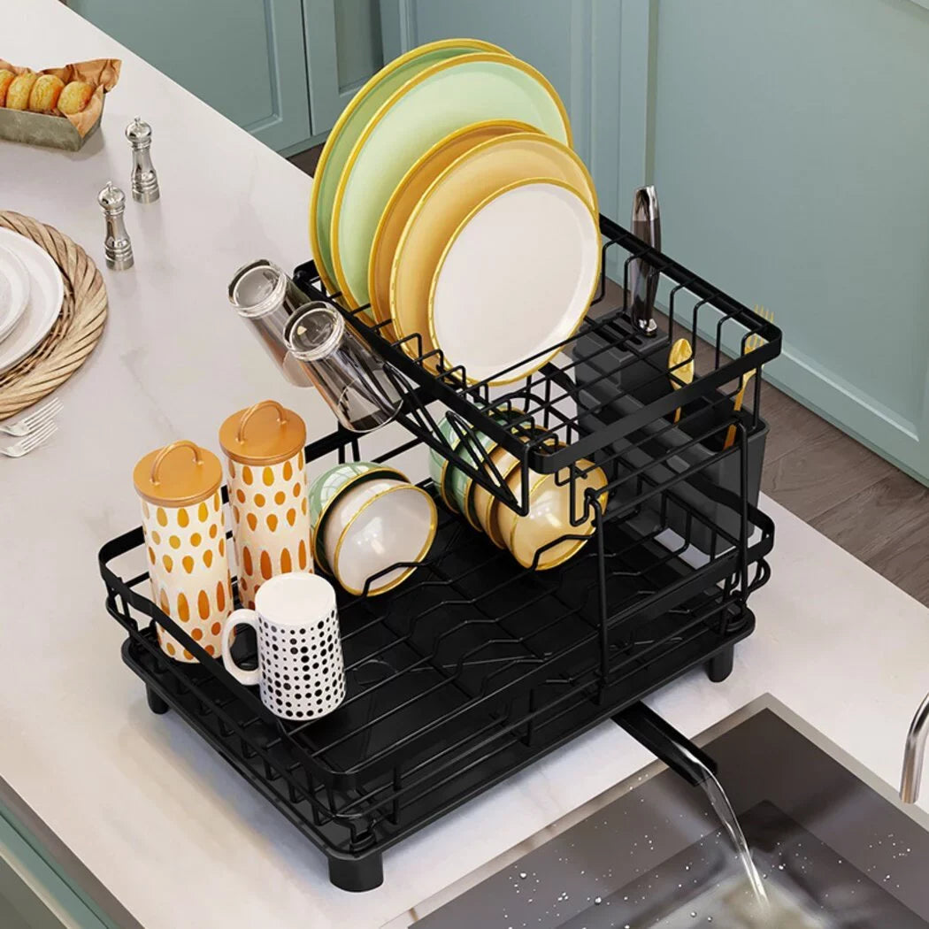 Organizers, Dish Dish Rack with Blac and Dishes Drainer with Utensil Dish Holder, Stainless Drying Steel Tier Rack Detachable Dish Drainer, and Drainer Storage Kitchen Counter, for Dish Kitchen Rack 2