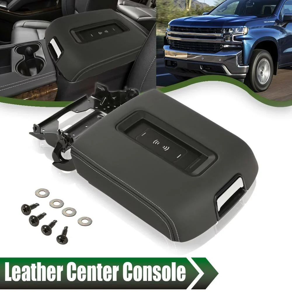 Center Fit Charging Armrest Chevy Console Tahoe Lid Wireless 15-20 For With