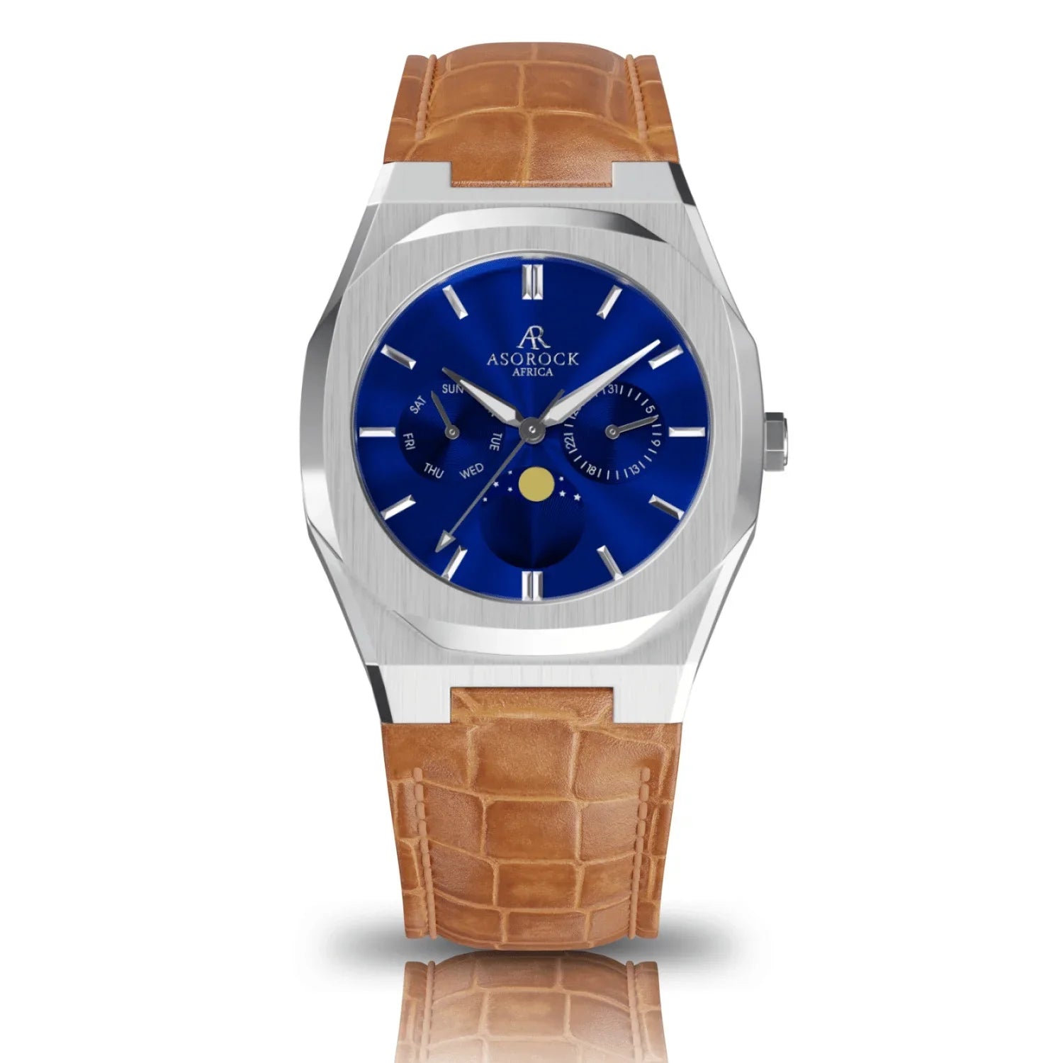 leather brand watch Black | Brown 40mm Silver/Blue Asorock owned Transporter | watch | watches mens