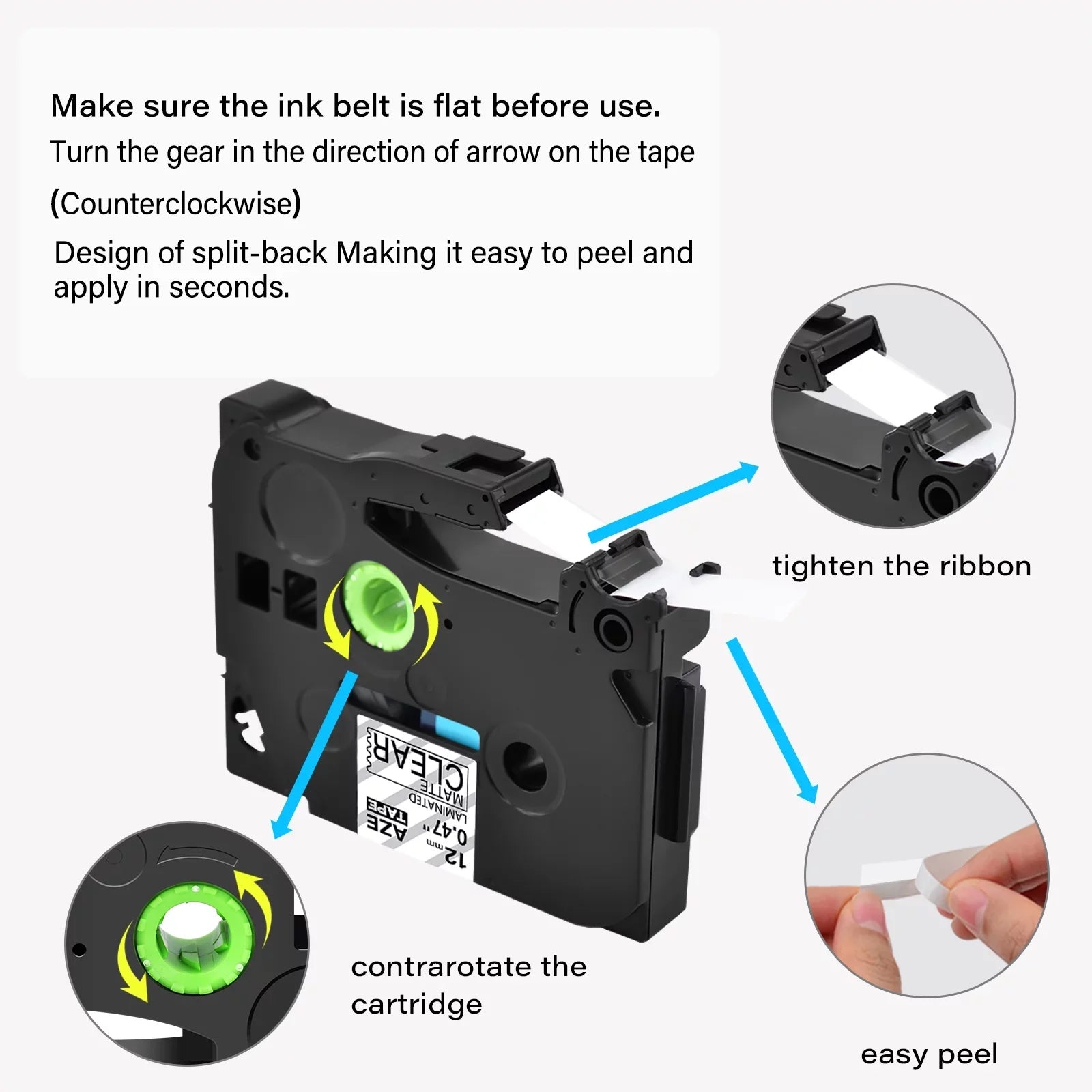 Clear P-touch 0.47" 30PK Label GREENCYCLE 12mm Tape Brother TZ-M31 on TZe-M31 Matte Laminated TZM31 Black Compatible for TZeM31