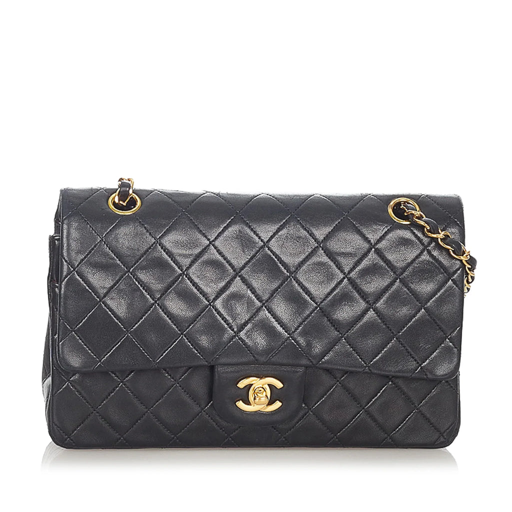 Black Bag Flap Classic Bag (Good) Shoulder Small Lambskin Double Chanel Leather Women Pre-Owned