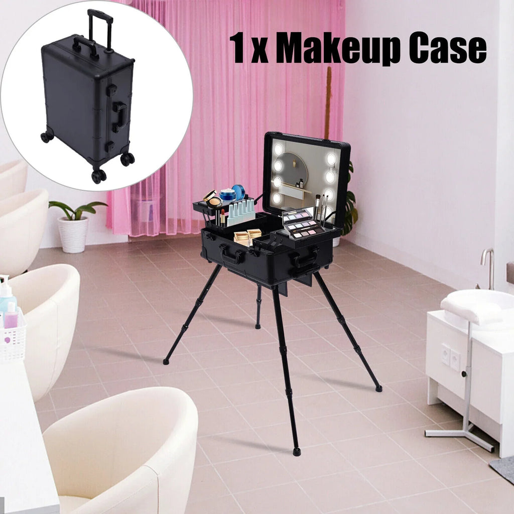 with Luggage DENEST Train Cosmetic Makeup Case Trolley Organizer Key Travel Box Rolling