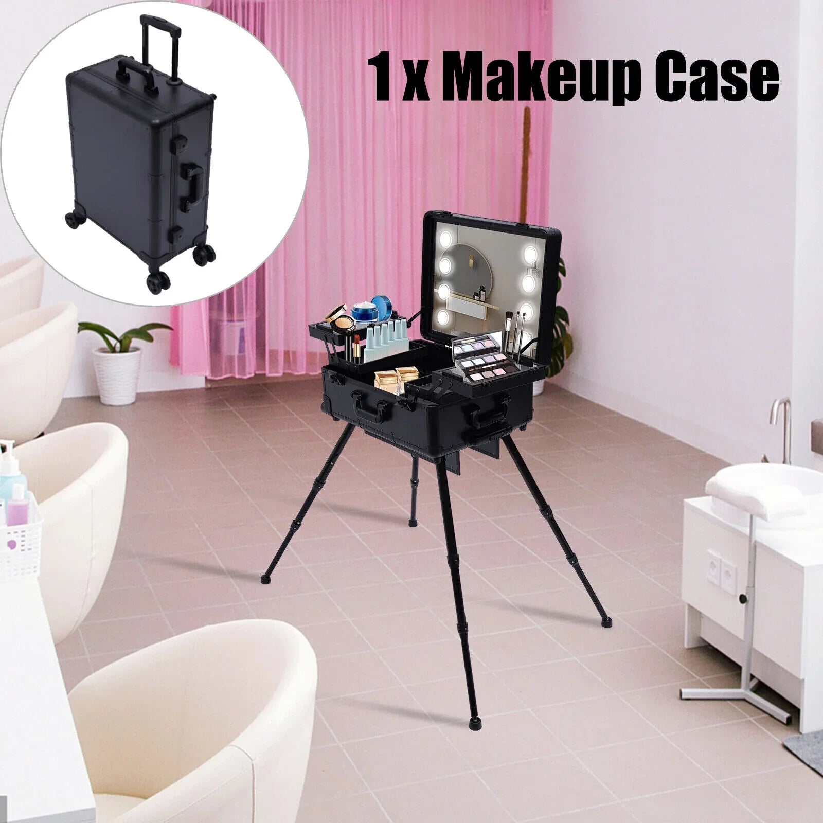 with Luggage DENEST Train Cosmetic Makeup Case Trolley Organizer Key Travel Box Rolling