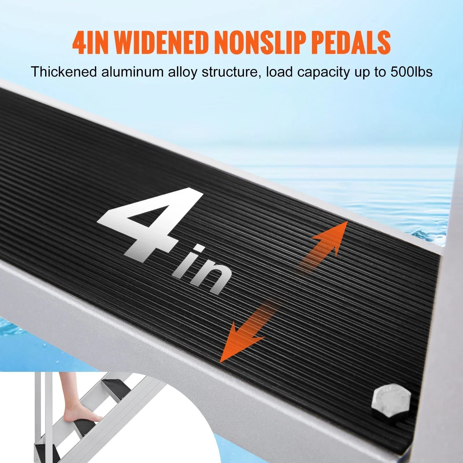 in. 4 Ladder Height, Capacity Stairs 30-38 Vevor Load Dock lbs Step Dock 500 Adjustable