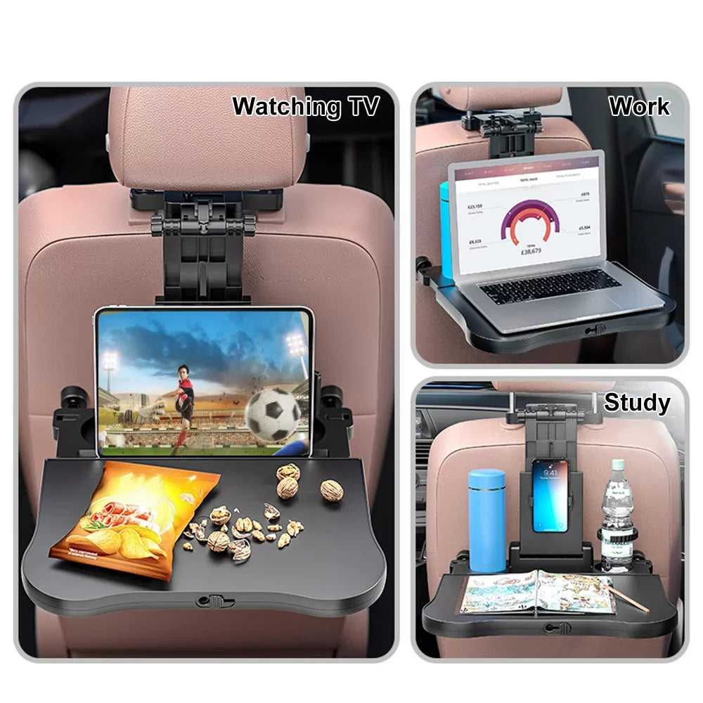 Back with Seat Writing, Phone Car Table Multifunctional Holder Food Car Adjustable Working, Black Seat Car Foldable Travel Eating Table Tray, for Aibecy
