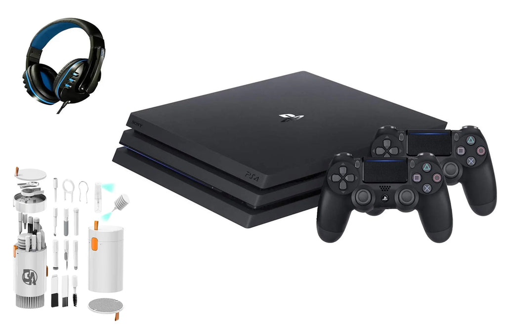 1TB Bundle 4 2 Like Sony Pro Controller Black PlayStation Kit Console Gaming BOLT AXTION Cleaning With Headset New