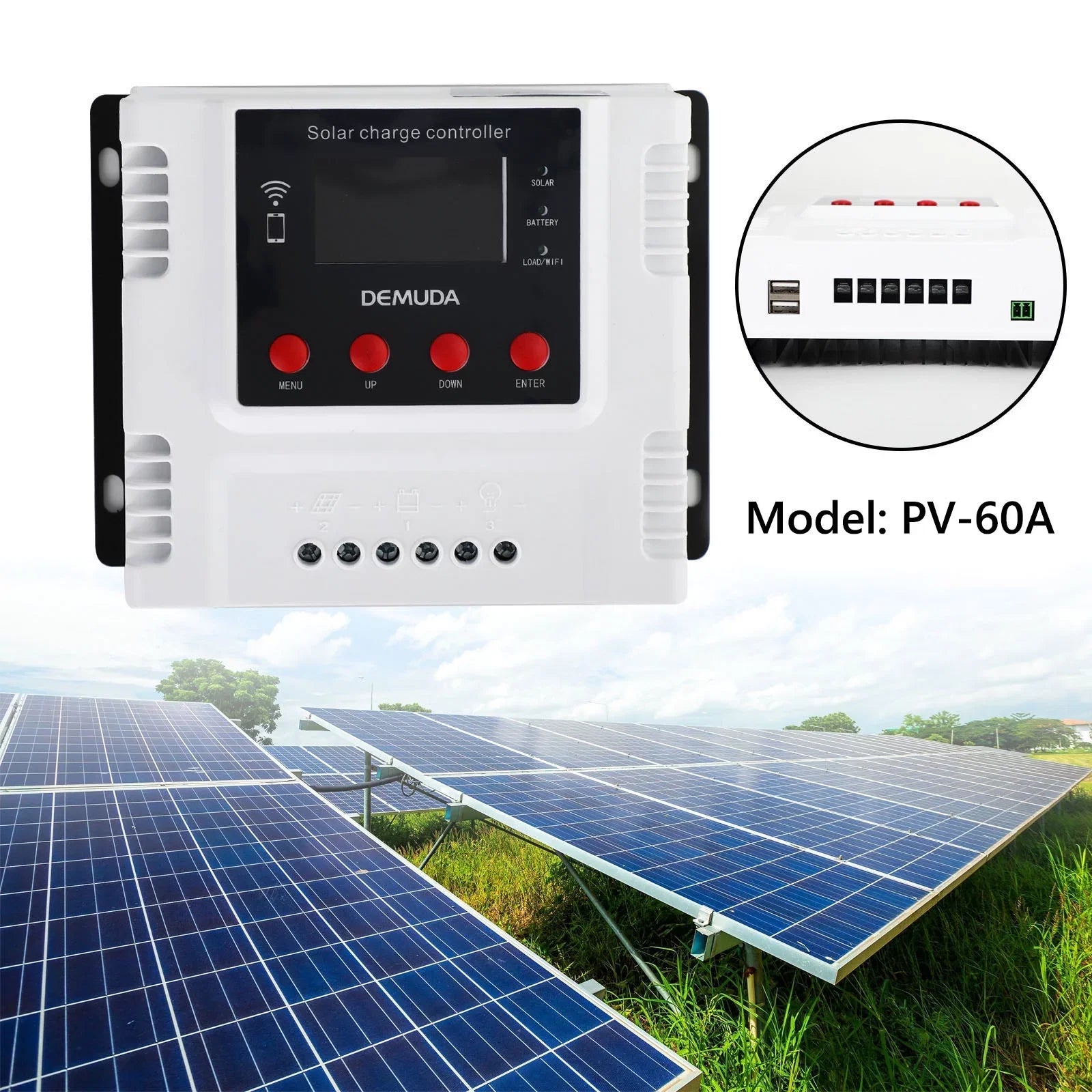 Battery 24V 12V PWM For Acid Gel 48V Charge Lifepo4 Lead 60A Solar Controller