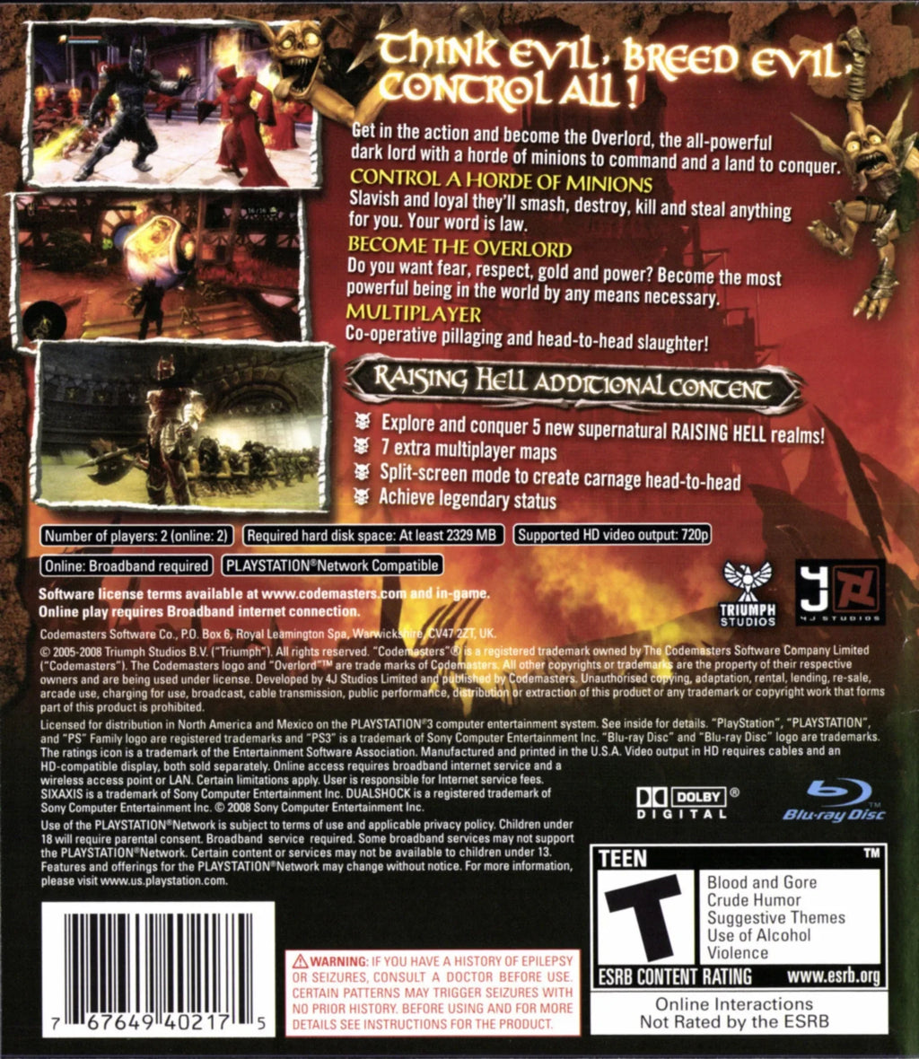 PlayStation Raising 3 Hell - Overlord