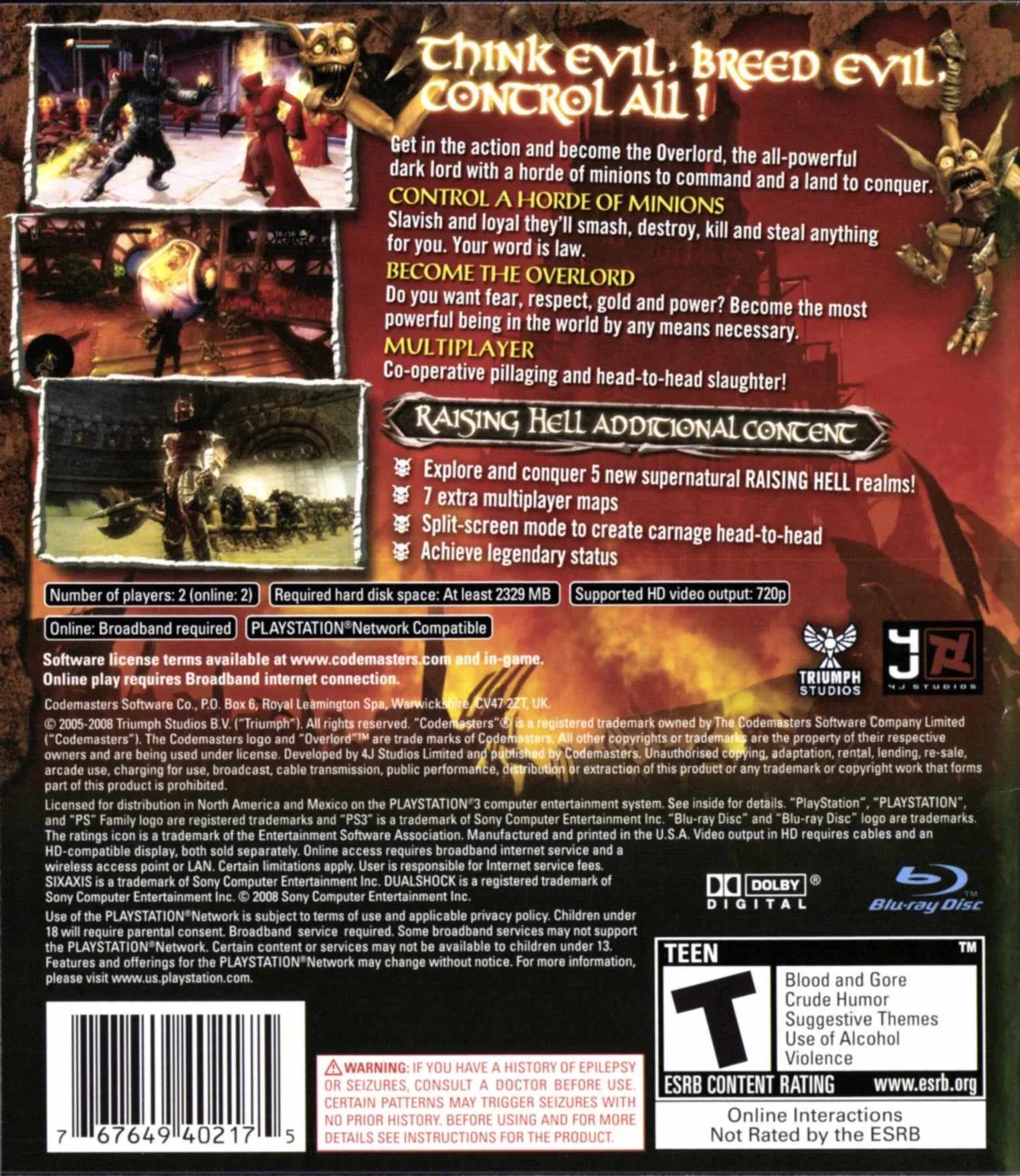 PlayStation Raising 3 Hell - Overlord
