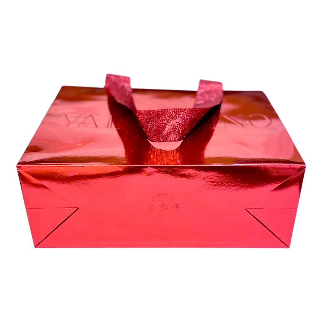 Valentino Designer Red Logo Paper Small Metallic Bag Gift Shopping