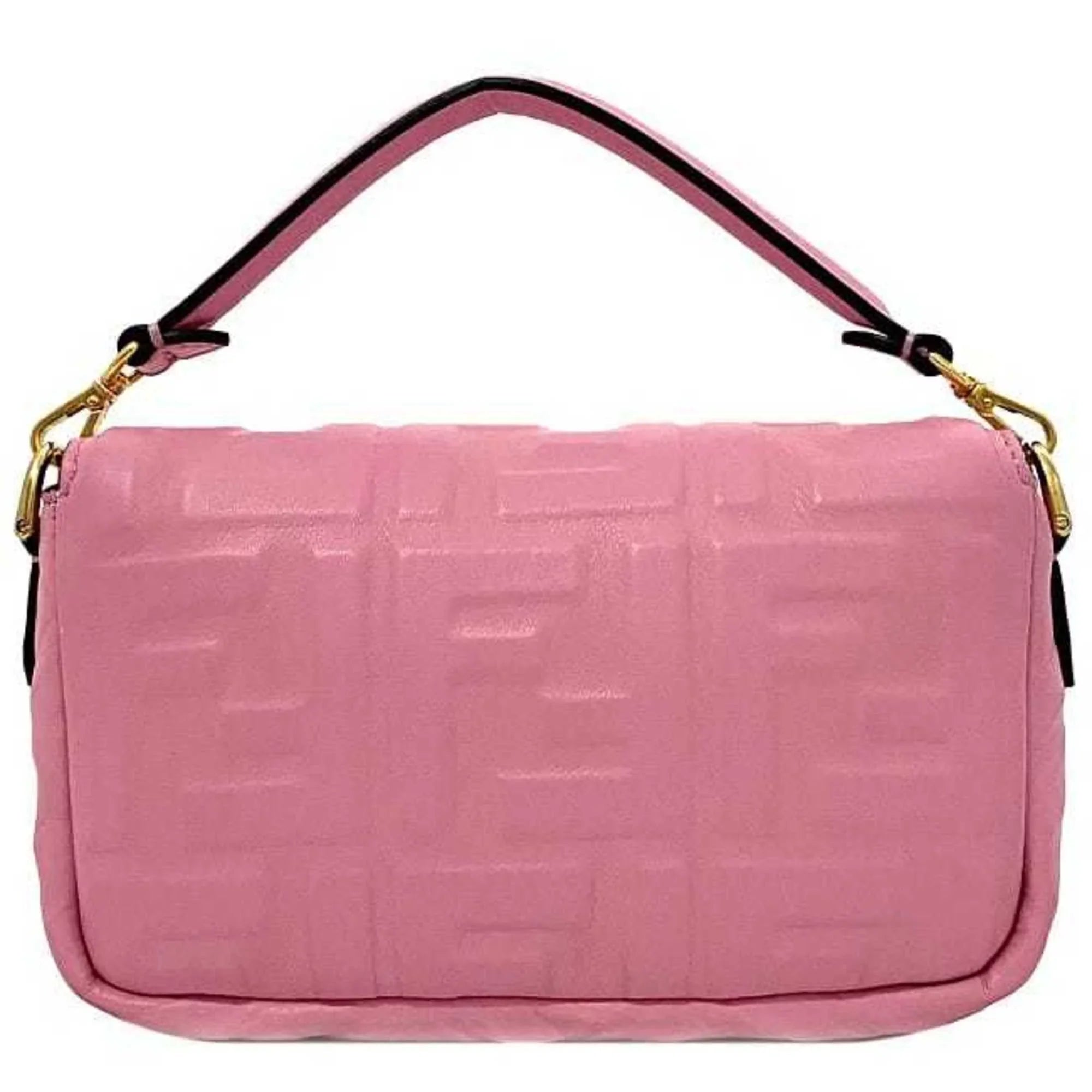 Pink FF Baguette Pre-Owned Chain FENDI Small 8BS017 Leather Shoulder (Like GP Embossed Ladies New) Gold Fendi Bag
