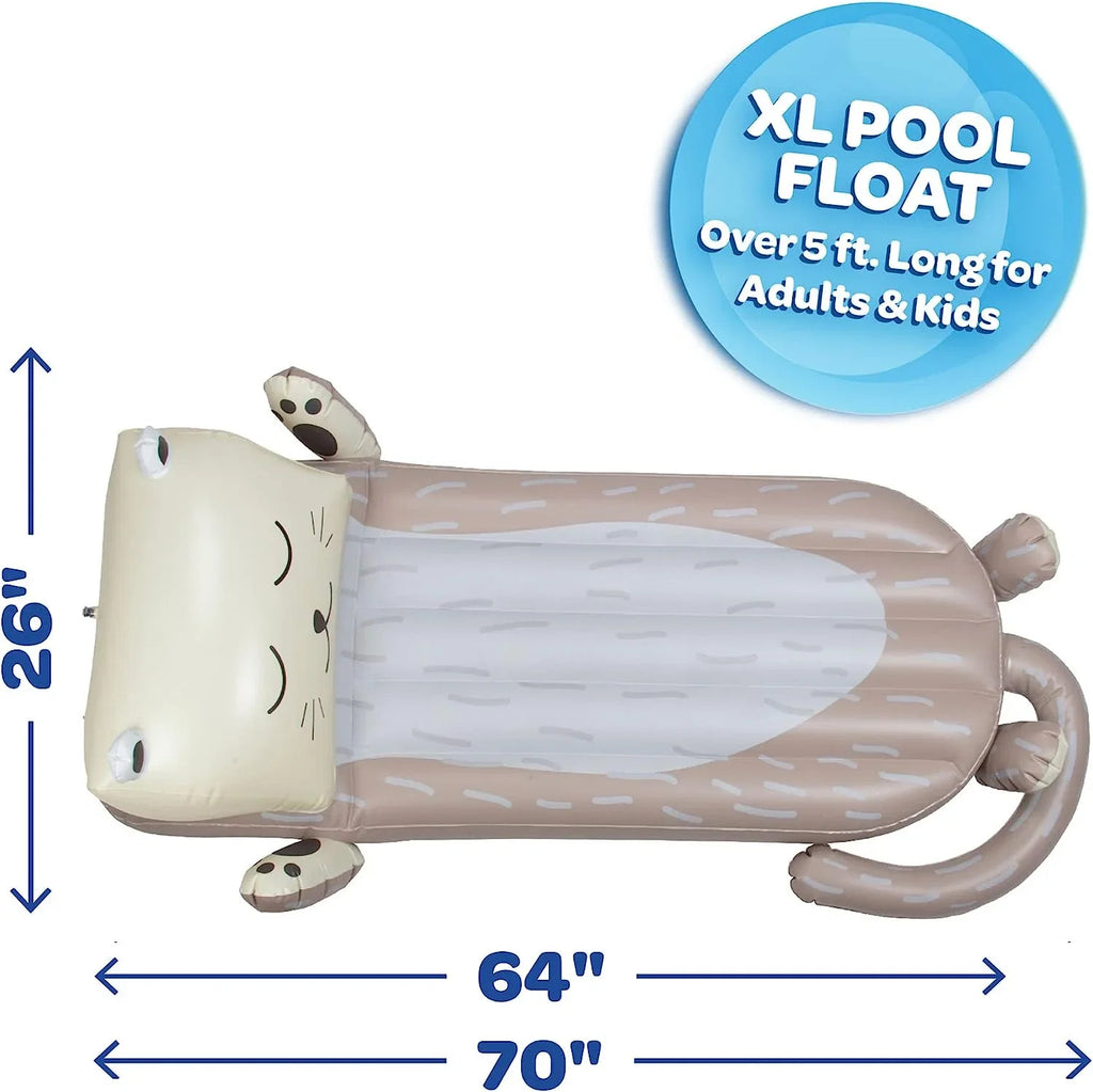 Inflatable Perfect w/Headrest- Kids Measures Swimming Adults- Chair Aquamazing x Cute 64” Pool - & Otter Lounger 26” for Summer for Float