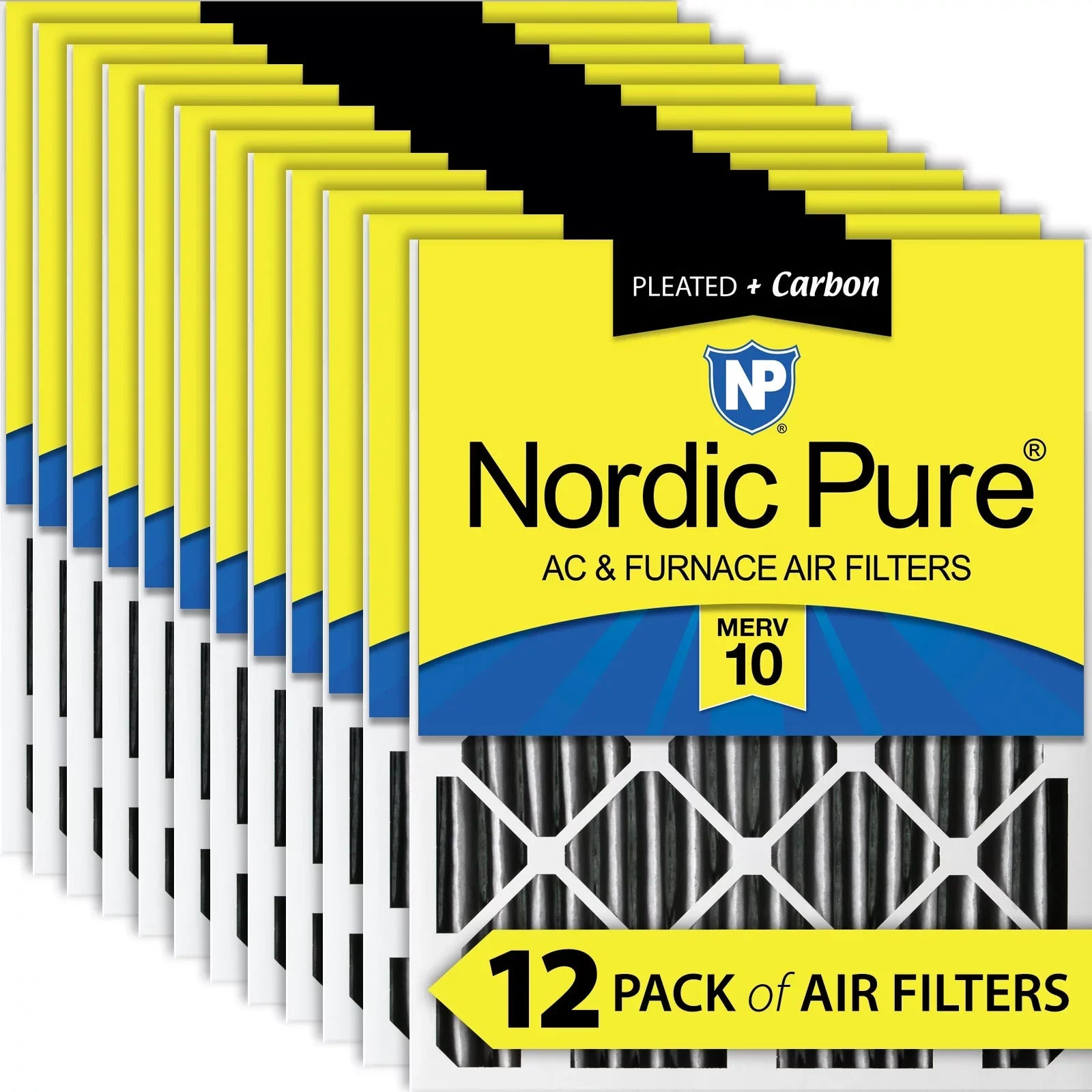 Pure Carbon Pack Pleated MERV Nordic 12 10 20x20x2 Plus Air Pleated Filters