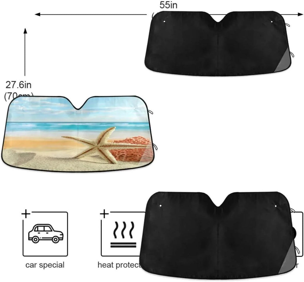 Tropical Cars,SUVs,Trucks-55×27.6in and Bestwell Accessories to Rays Blocks Shade,oldable Sun Windshield for Car UV Beach Protector Sunshade Visor Protect